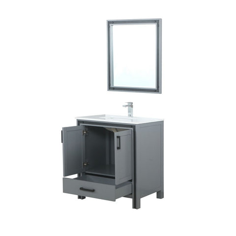Image of Ziva 30" Dark Grey Single Vanity Set, Cultured Marble Top | LZV352230SBJSM28F