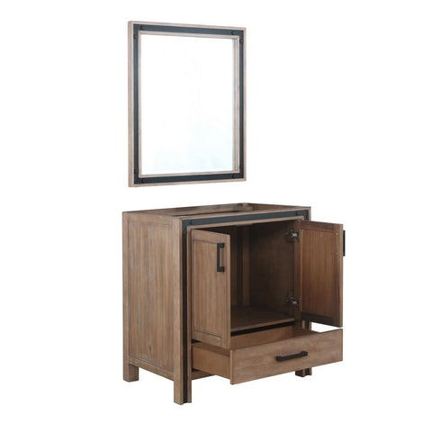 Image of Ziva 30" Rustic Barnwood Single Vanity, no Top and 28" Mirror | LZV352230SN00M28
