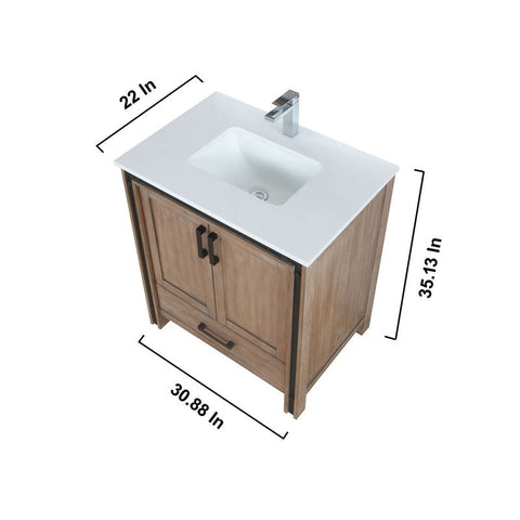Image of Ziva 30" Rustic Barnwood Single Vanity Set, Cultured Marble Top | LZV352230SNJSM28F
