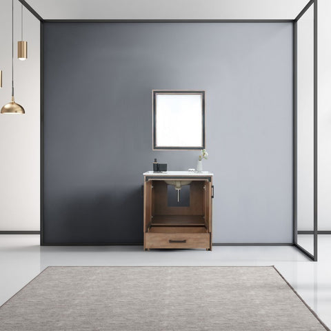 Image of Ziva 30" Rustic Barnwood Single Vanity, Cultured Marble Top, White Square Sink and 28" Mirror | LZV352230SNJSM28