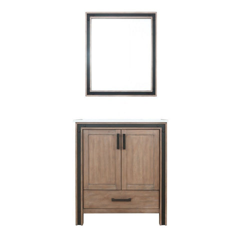 Image of Ziva 30" Rustic Barnwood Single Vanity, Cultured Marble Top, White Square Sink and 28" Mirror | LZV352230SNJSM28