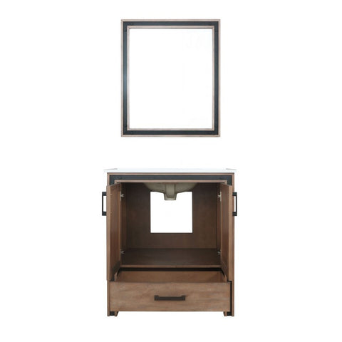 Image of Ziva 30" Rustic Barnwood Single Vanity, Cultured Marble Top, White Square Sink and 28" Mirror | LZV352230SNJSM28