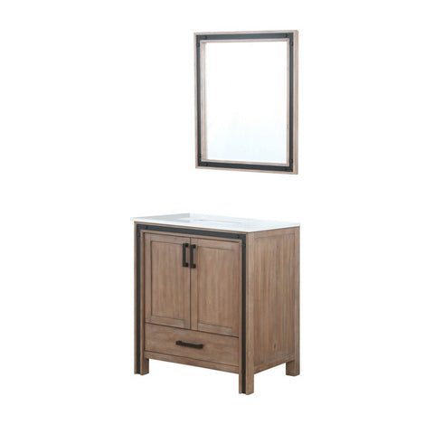 Image of Ziva 30" Rustic Barnwood Single Vanity, Cultured Marble Top, White Square Sink and 28" Mirror | LZV352230SNJSM28