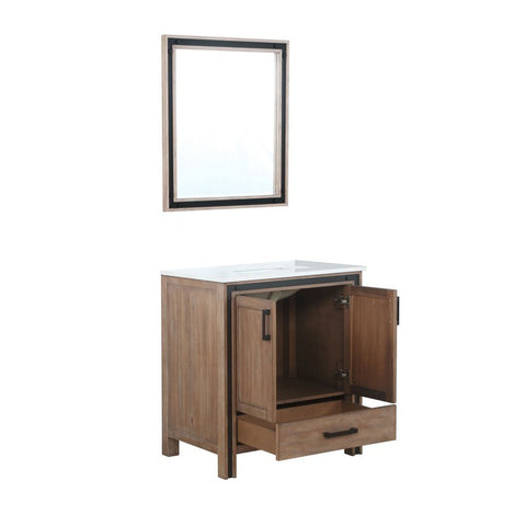 Image of Ziva 30" Rustic Barnwood Single Vanity, Cultured Marble Top, White Square Sink and 28" Mirror | LZV352230SNJSM28