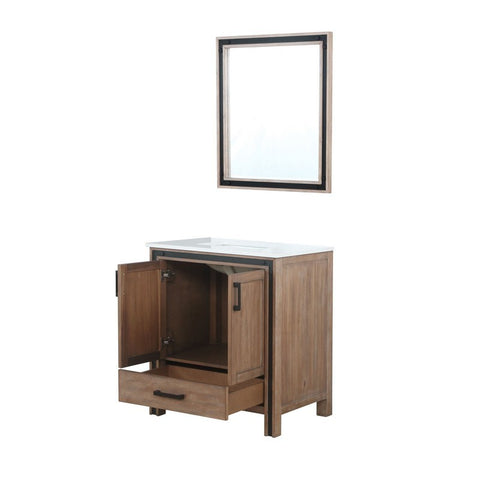 Image of Ziva 30" Rustic Barnwood Single Vanity, Cultured Marble Top, White Square Sink and 28" Mirror | LZV352230SNJSM28