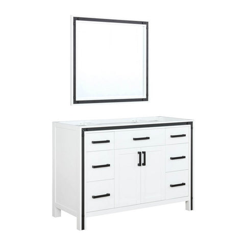 Image of Ziva 48" White Single Vanity, no Top and 34" Mirror | LZV352248SA00M34