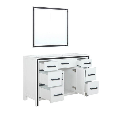 Image of Ziva 48" White Single Vanity, no Top and 34" Mirror | LZV352248SA00M34