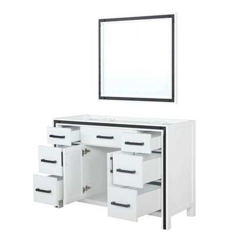Image of Ziva 48" White Single Vanity, no Top and 34" Mirror | LZV352248SA00M34