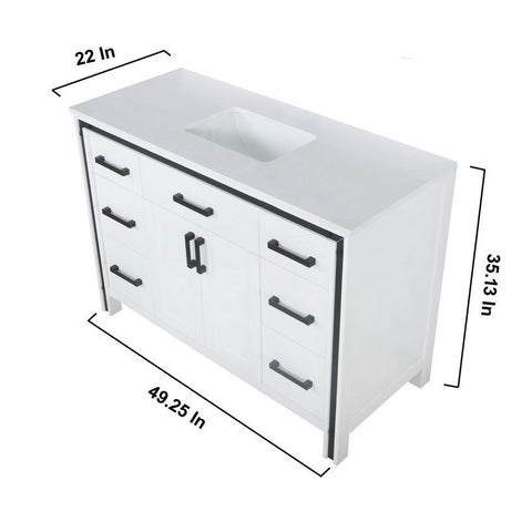 Image of Ziva 48" White Single Vanity, Cultured Marble Top, White Square Sink and no Mirror | LZV352248SAJS000