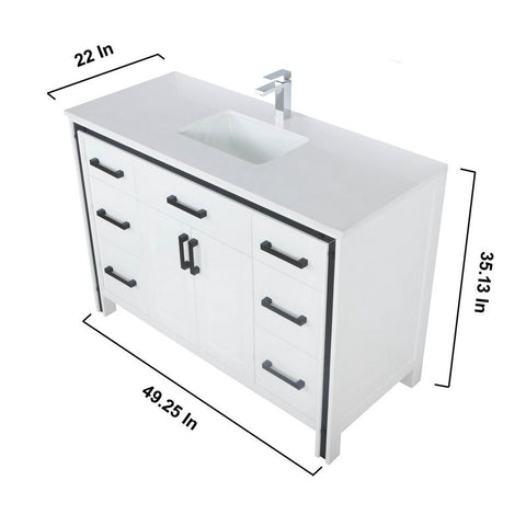 Image of Ziva 48" Rustic White Single Vanity Set, Cultured Marble Top | LZV352248SAJSM34F