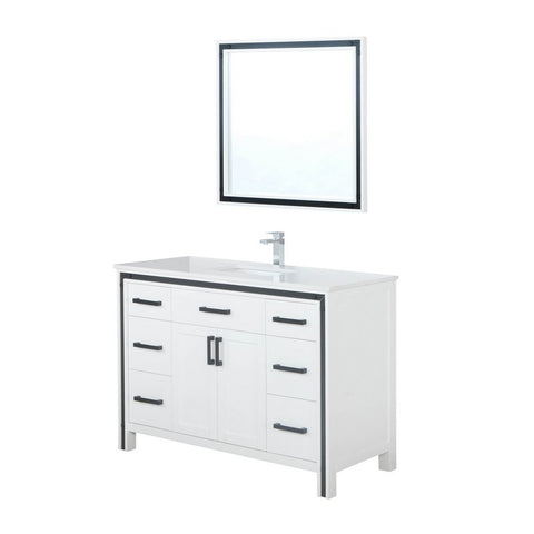 Image of Ziva 48" Rustic White Single Vanity Set, Cultured Marble Top | LZV352248SAJSM34F