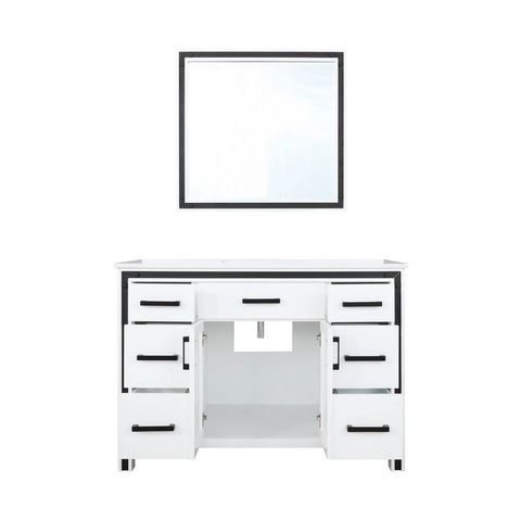 Image of Ziva 48" White Single Vanity, Cultured Marble Top, White Square Sink and 34" Mirror | LZV352248SAJSM34