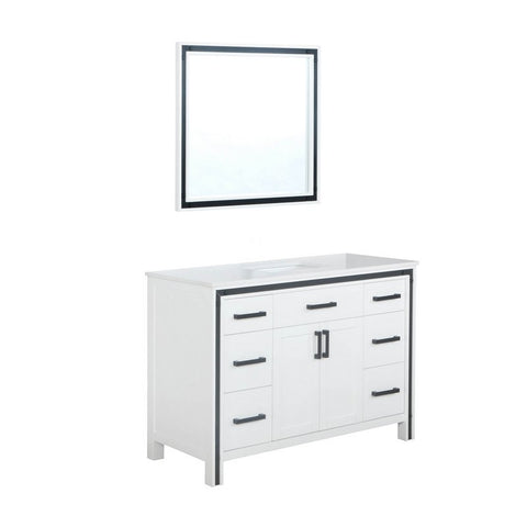 Image of Ziva 48" White Single Vanity, Cultured Marble Top, White Square Sink and 34" Mirror | LZV352248SAJSM34