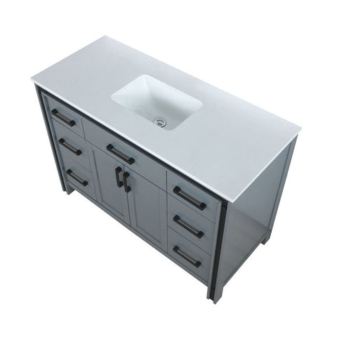 Image of Ziva 48" Dark Grey Single Vanity, Cultured Marble Top, White Square Sink and no Mirror | LZV352248SBJS000