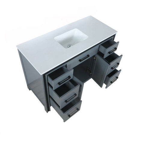 Image of Ziva 48" Dark Grey Single Vanity, Cultured Marble Top, White Square Sink and no Mirror | LZV352248SBJS000