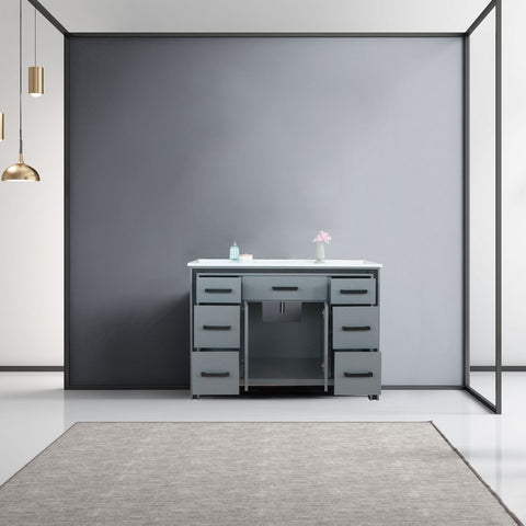 Image of Ziva 48" Dark Grey Single Vanity, Cultured Marble Top, White Square Sink and no Mirror | LZV352248SBJS000