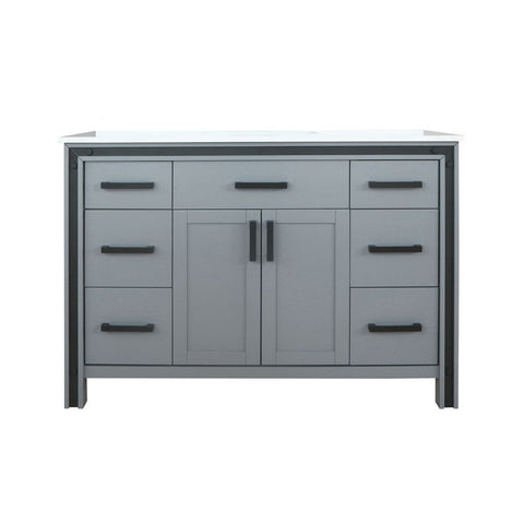 Image of Ziva 48" Dark Grey Single Vanity, Cultured Marble Top, White Square Sink and no Mirror | LZV352248SBJS000