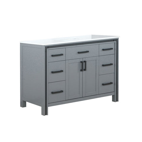 Image of Ziva 48" Dark Grey Single Vanity, Cultured Marble Top, White Square Sink and no Mirror | LZV352248SBJS000