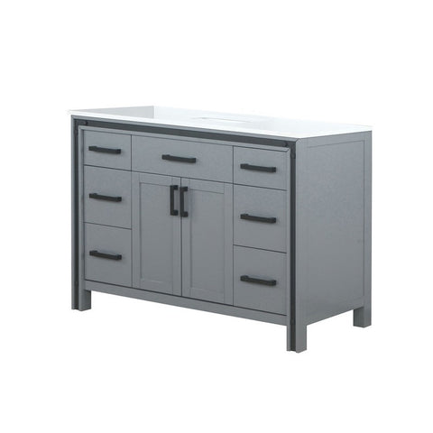 Image of Ziva 48" Dark Grey Single Vanity, Cultured Marble Top, White Square Sink and no Mirror | LZV352248SBJS000
