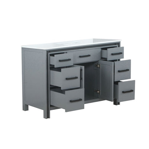 Image of Ziva 48" Dark Grey Single Vanity, Cultured Marble Top, White Square Sink and no Mirror | LZV352248SBJS000