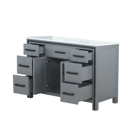 Image of Ziva 48" Dark Grey Single Vanity, Cultured Marble Top, White Square Sink and no Mirror | LZV352248SBJS000