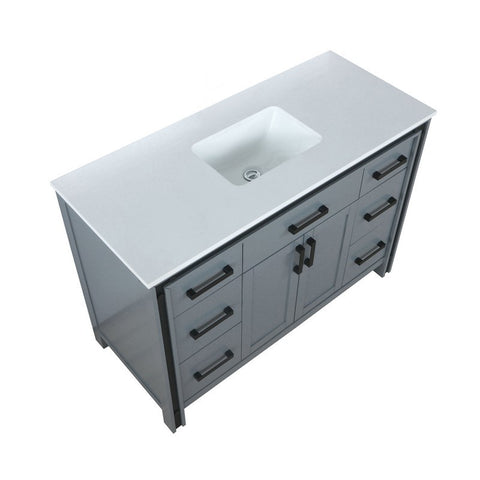 Image of Ziva 48" Dark Grey Single Vanity, Cultured Marble Top, White Square Sink and no Mirror | LZV352248SBJS000