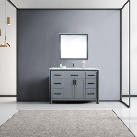 Image of Ziva 48" Dark Grey Single Vanity Set, Cultured Marble Top | LZV352248SBJSM34F