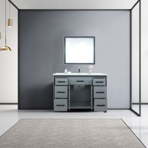 Image of Ziva 48" Dark Grey Single Vanity Set, Cultured Marble Top | LZV352248SBJSM34F