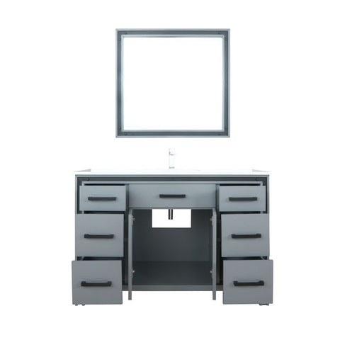 Image of Ziva 48" Dark Grey Single Vanity Set, Cultured Marble Top | LZV352248SBJSM34F