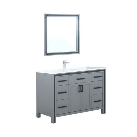 Image of Ziva 48" Dark Grey Single Vanity Set, Cultured Marble Top | LZV352248SBJSM34F