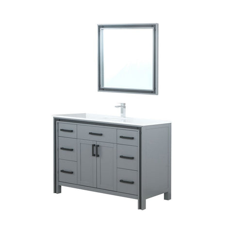 Image of Ziva 48" Dark Grey Single Vanity Set, Cultured Marble Top | LZV352248SBJSM34F