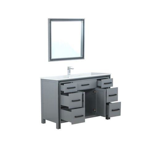 Image of Ziva 48" Dark Grey Single Vanity Set, Cultured Marble Top | LZV352248SBJSM34F