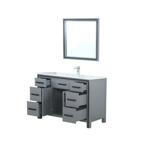 Image of Ziva 48" Dark Grey Single Vanity Set, Cultured Marble Top | LZV352248SBJSM34F
