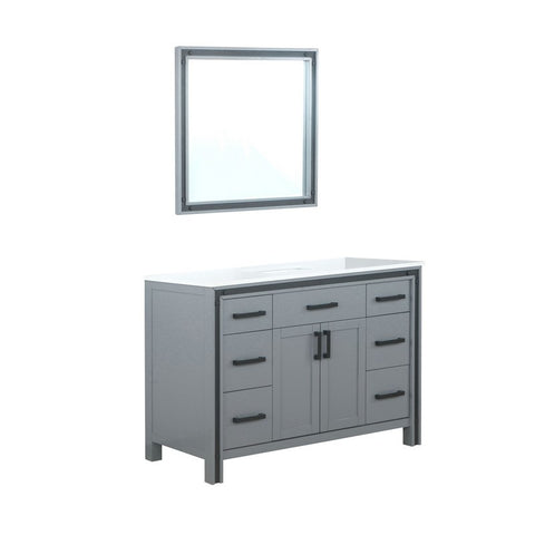 Image of Ziva 48" Dark Grey Single Vanity, Cultured Marble Top, White Square Sink and 34" Mirror | LZV352248SBJSM34