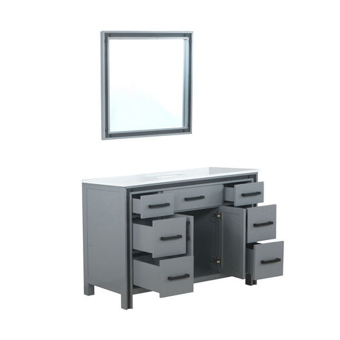 Image of Ziva 48" Dark Grey Single Vanity, Cultured Marble Top, White Square Sink and 34" Mirror | LZV352248SBJSM34