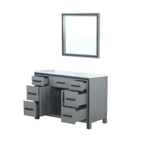 Image of Ziva 48" Dark Grey Single Vanity, Cultured Marble Top, White Square Sink and 34" Mirror | LZV352248SBJSM34