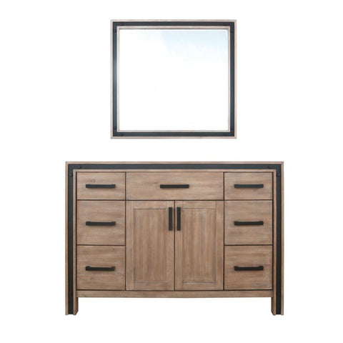 Image of Ziva 48" Rustic Barnwood Single Vanity, no Top and 34" Mirror | LZV352248SN00M34