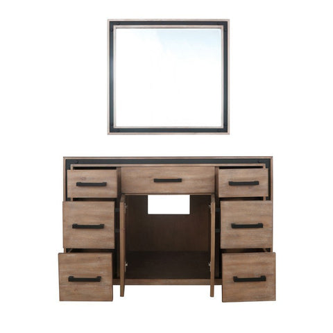 Image of Ziva 48" Rustic Barnwood Single Vanity, no Top and 34" Mirror | LZV352248SN00M34