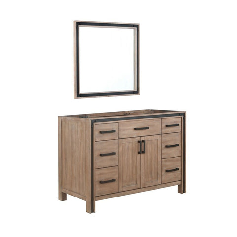 Image of Ziva 48" Rustic Barnwood Single Vanity, no Top and 34" Mirror | LZV352248SN00M34