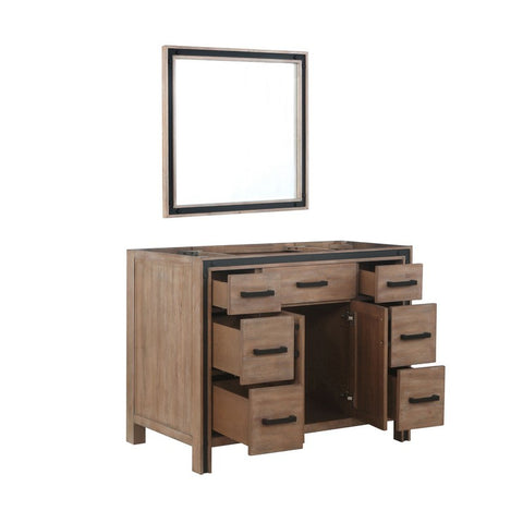 Image of Ziva 48" Rustic Barnwood Single Vanity, no Top and 34" Mirror | LZV352248SN00M34