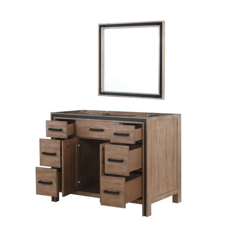 Image of Ziva 48" Rustic Barnwood Single Vanity, no Top and 34" Mirror | LZV352248SN00M34