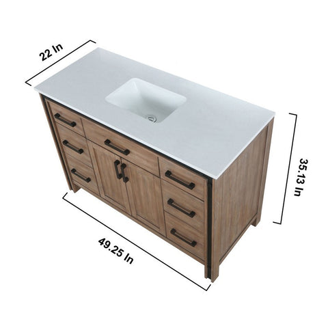 Image of Ziva 48" Rustic Barnwood Single Vanity, Cultured Marble Top, White Square Sink and no Mirror | LZV352248SNJS000