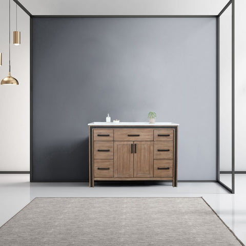 Image of Ziva 48" Rustic Barnwood Single Vanity, Cultured Marble Top, White Square Sink and no Mirror | LZV352248SNJS000