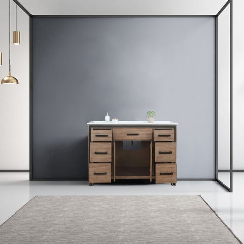 Image of Ziva 48" Rustic Barnwood Single Vanity, Cultured Marble Top, White Square Sink and no Mirror | LZV352248SNJS000