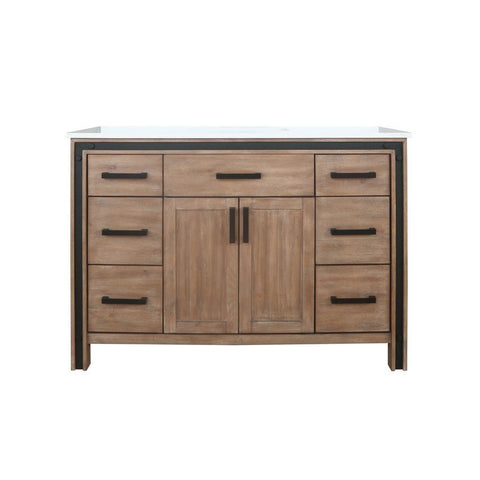 Image of Ziva 48" Rustic Barnwood Single Vanity, Cultured Marble Top, White Square Sink and no Mirror | LZV352248SNJS000