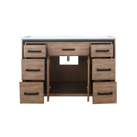 Image of Ziva 48" Rustic Barnwood Single Vanity, Cultured Marble Top, White Square Sink and no Mirror | LZV352248SNJS000