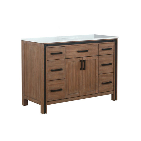 Image of Ziva 48" Rustic Barnwood Single Vanity, Cultured Marble Top, White Square Sink and no Mirror | LZV352248SNJS000