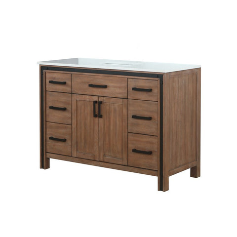 Image of Ziva 48" Rustic Barnwood Single Vanity, Cultured Marble Top, White Square Sink and no Mirror | LZV352248SNJS000