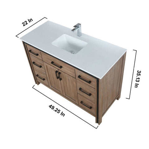 Image of Ziva 48" Rustic Barnwood Single Vanity Set, Cultured Marble Top | LZV352248SNJSM34F
