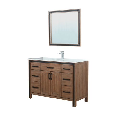 Image of Ziva 48" Rustic Barnwood Single Vanity Set, Cultured Marble Top | LZV352248SNJSM34F